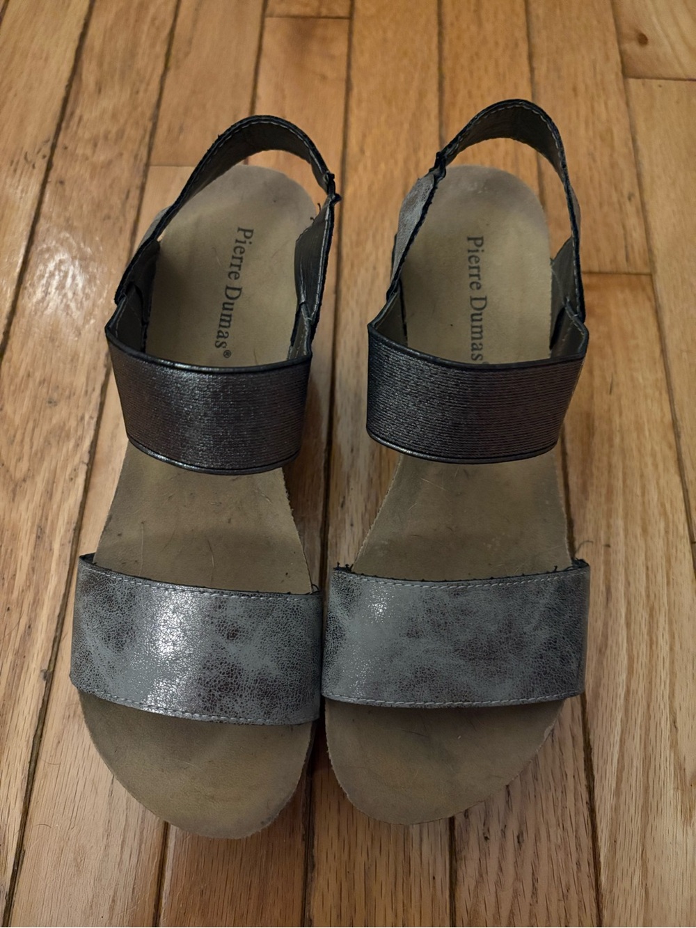 Pierre Dumas Metallic Silver Gray Slingback Sandals